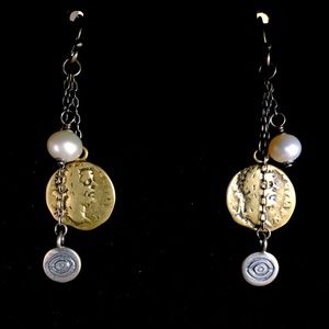 Silpada Sterling Silver Brass Coin Earrings